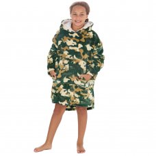 18C877: Kids Plush Oversized Hoodie- Camo (One Size - 7-13 Years)